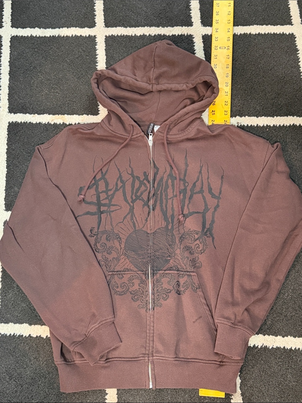 Divided Men's Brown Zip-Up Hoodie with Black Graphic
